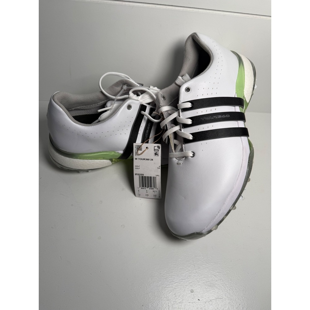 Adidas Tour360 24 Golf Shoes Womens White Black Lime Green Spiked‎ NEW size 7.5 - Picture 16 of 16
